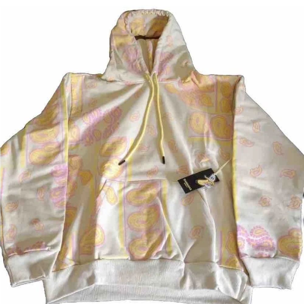 Streetwear Bananas Monkey Unisex Pink/Yellow Sweatshirt Logo Hoodie  Large
